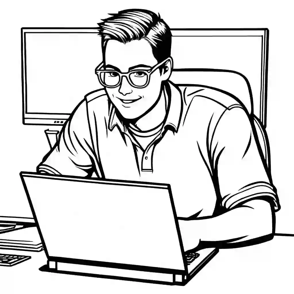 Computer Programmer coloring pages